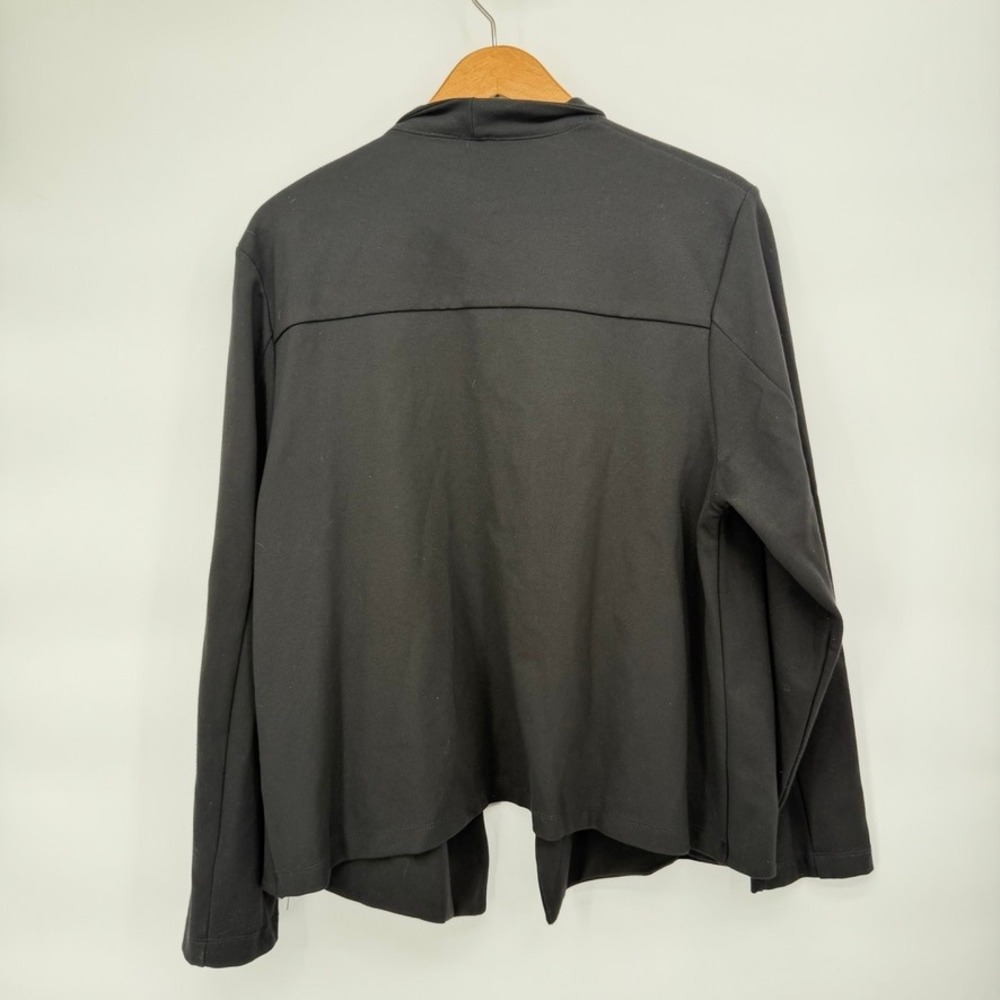 Massini Open Front Drape Neck Blazer Jacket Neutral Layering Black Plus Size 1X - Picture 2 of 8